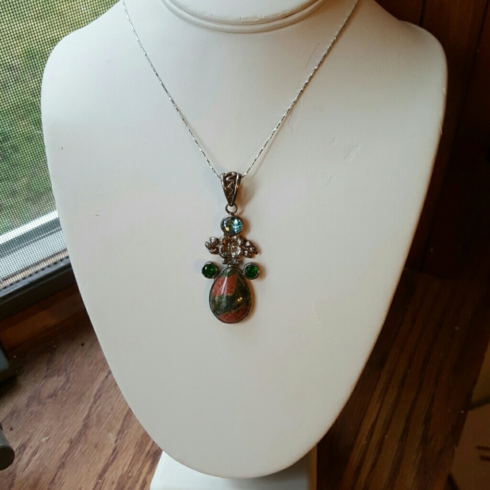 Unikite gemstone pendant
